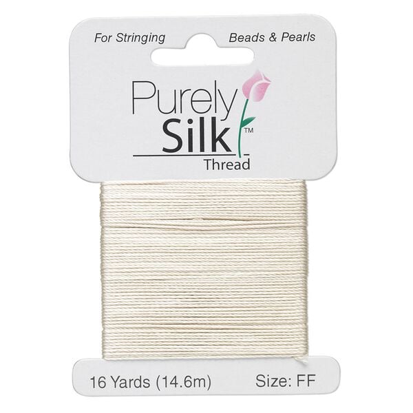 Thread, Purely Silk™, ecru, size FF. Sold per 16-yard card. image number 0