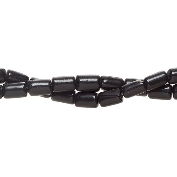 Bead fiber optic 2pk opaque black, 6x4mm-8x5mm round tube 14 inch image number 0