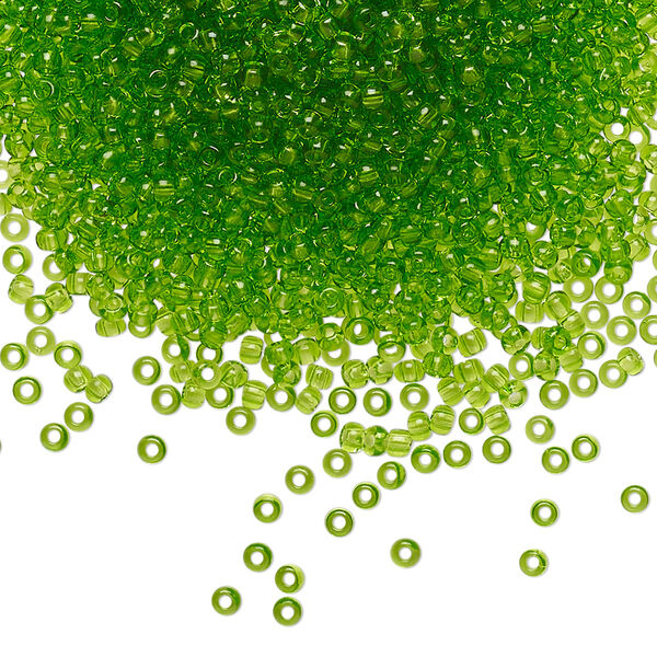 Seed bead, Preciosa Ornela Czech glass, pkg/500g, #11 rocaille, transparent lime green, (50430). image number 0