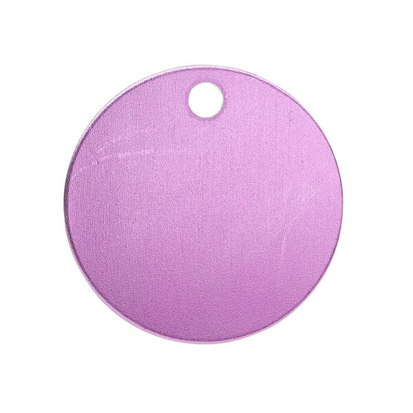Drop, anodized aluminum, purple, 25.5mm double-sided flat round blank with 3mm hole, 20 gauge. Sold per pkg of 10. image number 0