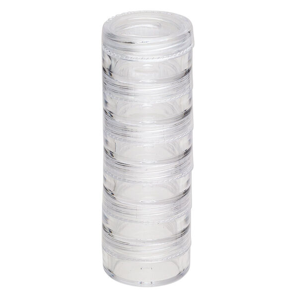 Organizer jar, Space Saver, plastic, clear, 1-1/4 x 1/2 inches. Sold per pkg of (2) 6-piece sets. image number 1