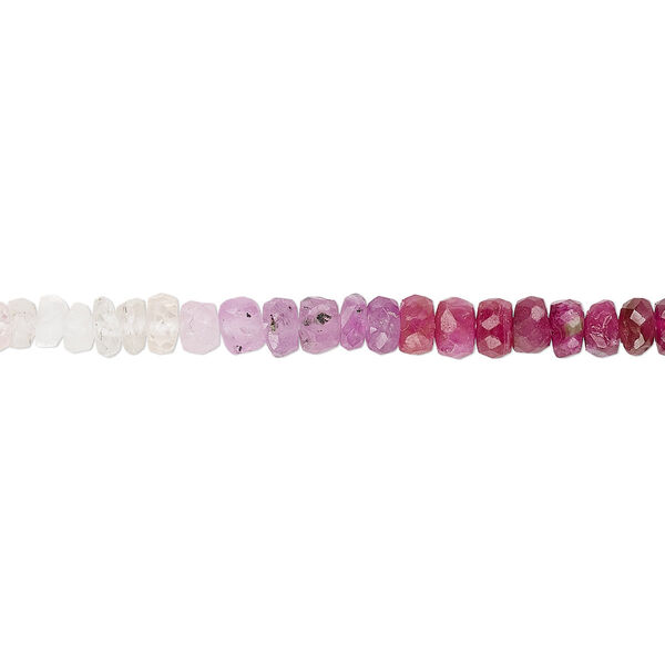 Pink sapphire / white sapphire 1pkg1, hand-cut faceted rondelle bead 14 inch 2x1mm-3x3mm image number 0