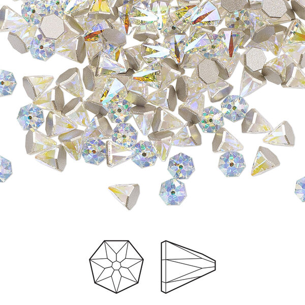 Flat back 144pk crystal AB foil back, Swarovski® 4mm round spike 2019 image number 0