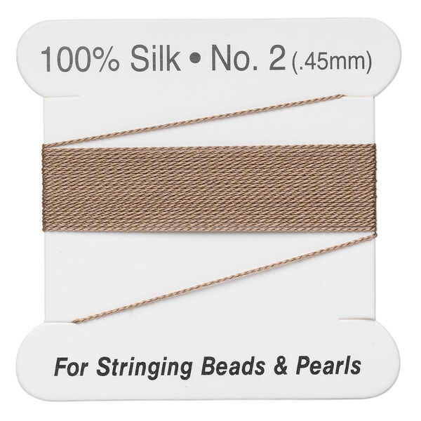 Thread, silk, beige, size #2. Sold per 2-meter card. image number 0