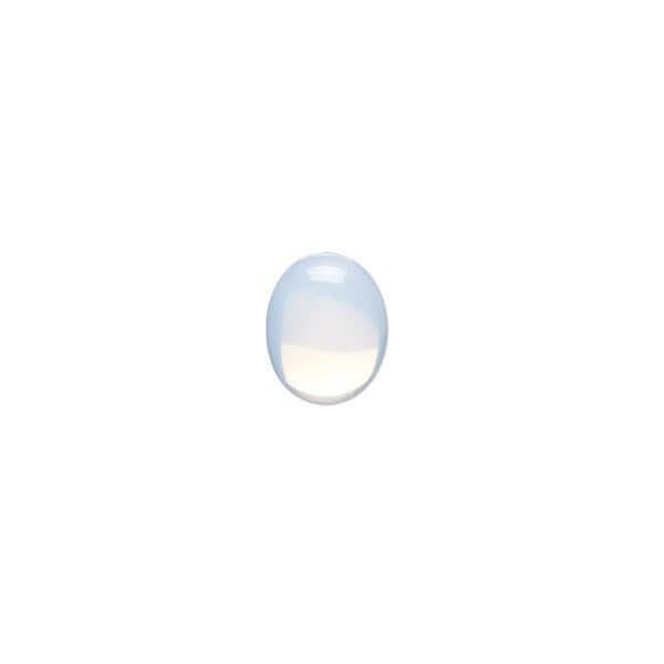 Cabochon, sea "opal" (glass), 10x8mm calibrated oval. Sold per pkg of 10. image number 0