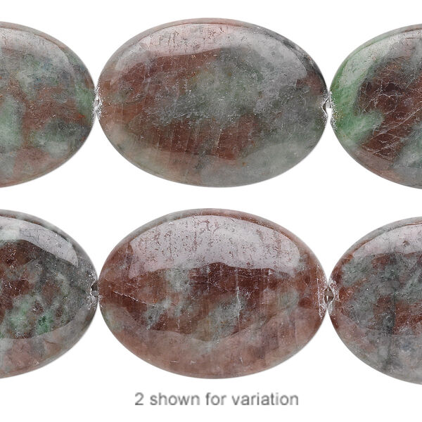 Kashgar garnet 1pkg1, flat oval bead natural 8 inch 30x22mm image number 0