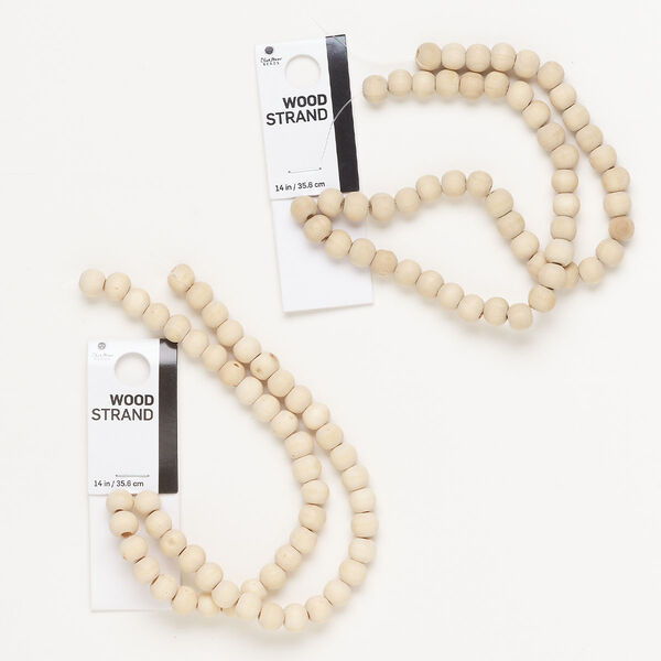 Bead, wood (natural), 7-8mm round. Sold per pkg of (2) 14-inch strands, approximately 105 beads. image number 0