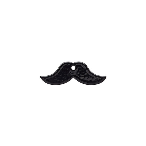 Charm, painted steel, black, 20x7mm mustache. Sold per pkg of 10. image number 0