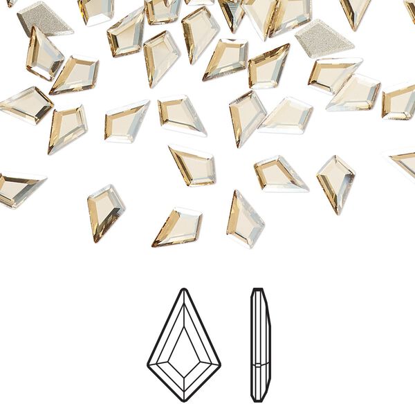 Flat back 6pk crystal golden shadow foil back, Crystal Passions® 6.4x4.2mm kite 2771 image number 0