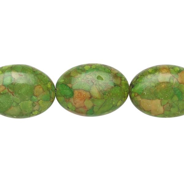 Mosaic "turquoise" (magnesite) 1pkg1, oval bead 15.5-16 inch 18x13mm image number 0