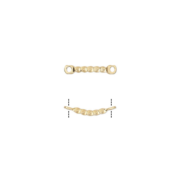 Link, gold-plated brass, 26x4mm twisted curved bar. Sold per pkg of 10. image number 0