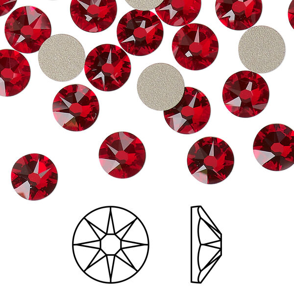 Flat back 144pk light Siam foil back, Swarovski® 7.07-7.27mm rose round SS34 2088 image number 0