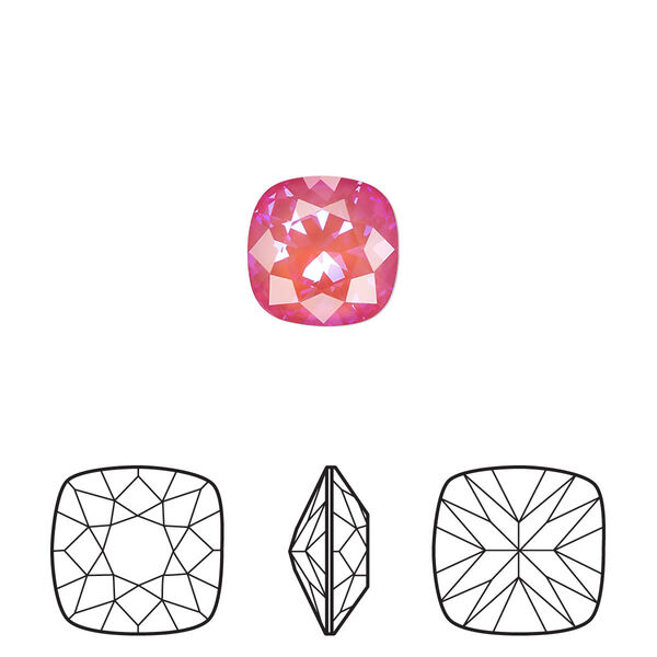 Fancy stone 6pk crystal lotus pink DeLite, Crystal Passions® 10mm cushion 4470 image number 0