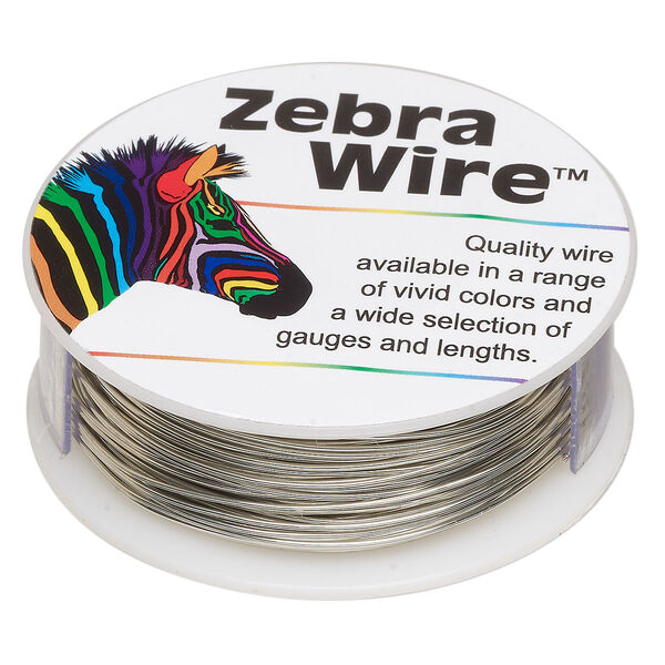 Wire, Zebra Wire™, tinned copper, silver color, round, 22 gauge. Sold per 1/4-pound spool, approximately 45 yards (41 meters). image number 0