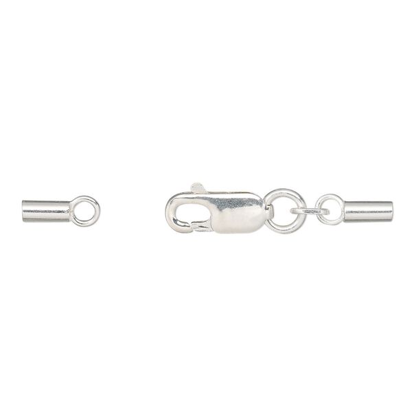 Clasp, lobster claw, sterling silver, 31x4mm with 2.3mm crimp tube ends, 1.5mm inside diameter. Sold per pkg of 10. image number 0