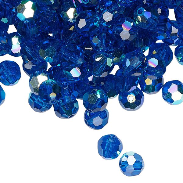 Bead 288pk Capri blue AB, Preciosa Czech crystal 6mm round image number 0
