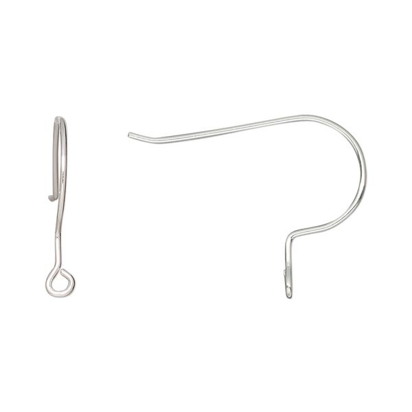 Ear wire fishhook 1pkg8 silver-plated, 19mm / perpendicular open loop, 21 gauge brass 4 pair image number 0