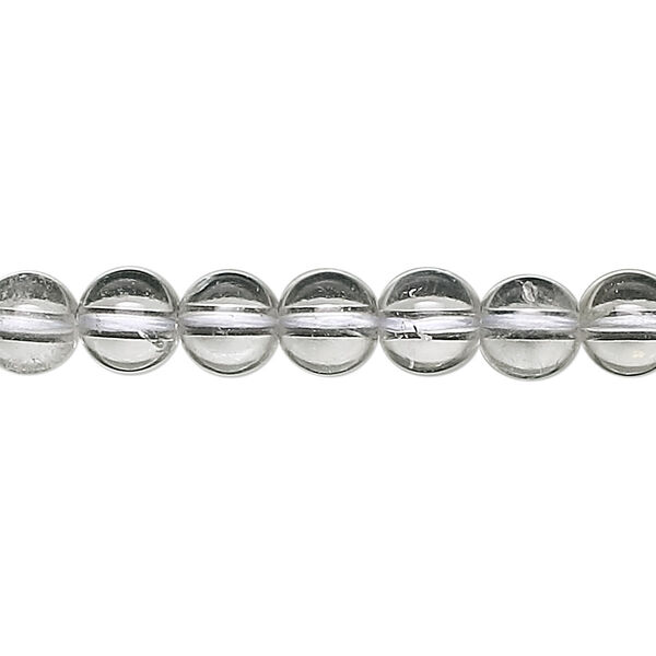 Bead, quartz crystal (natural), 8mm hand-cut round, B grade, Mohs hardness 7. Sold per 15-1/2" to 16" strand. image number 0