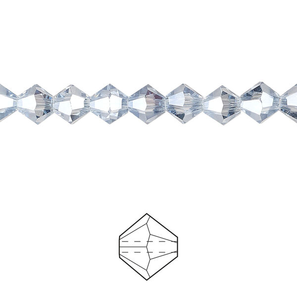 Bead 144pk translucent crystal silver night, Celestial Crystal® 6mm bicone image number 0