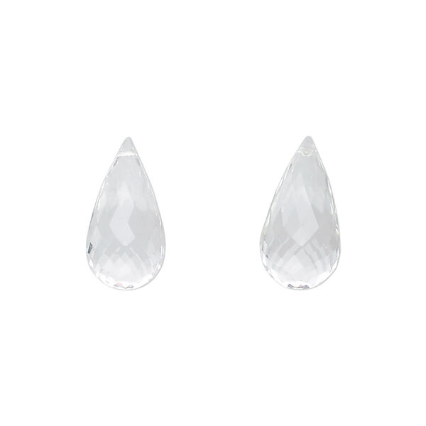 Quartz crystal 1pkg2, hand-cut top-drilled faceted briolette bead natural 16x8mm image number 0