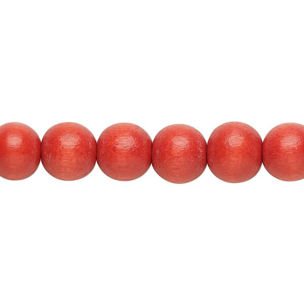 Bead, Taiwanese cheesewood (dyed / waxed), dark orange, 7-8mm round. Sold per pkg of (2) 15-1/2" to 16" strands. image number 0