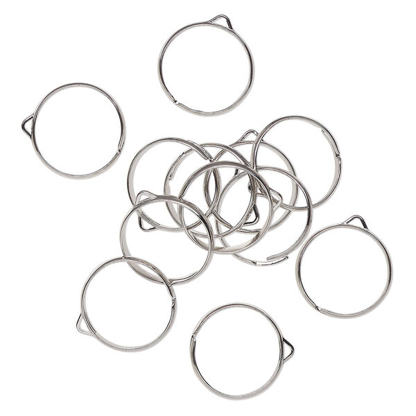 Ring, antique silver-finished stainless steel, 3mm width with loop, adjustable. Sold per pkg of 12. image number 0
