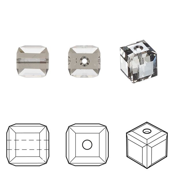 Bead 96pk black diamond, Swarovski® 8mm cube 5601 image number 0
