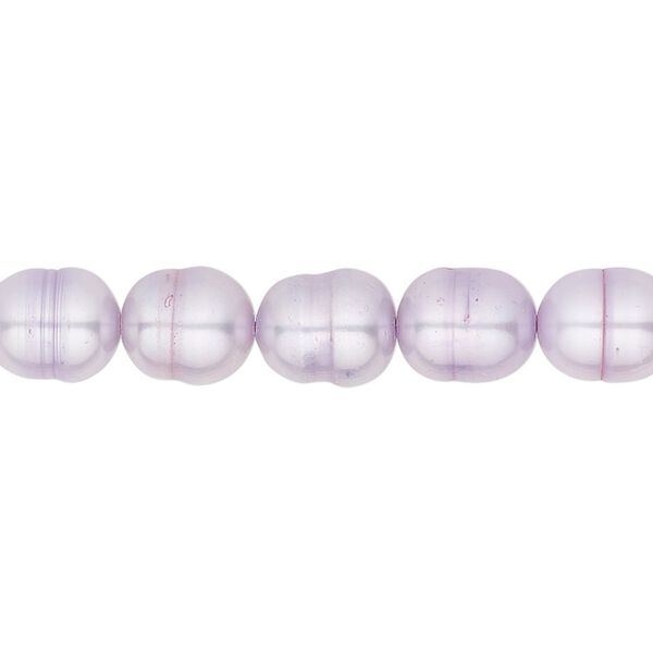 Pearl, cultured freshwater (dyed), lavender, 7-8mm rice, C grade, Mohs hardness 2-1/2 to 4. Sold per 16-inch strand. image number 0