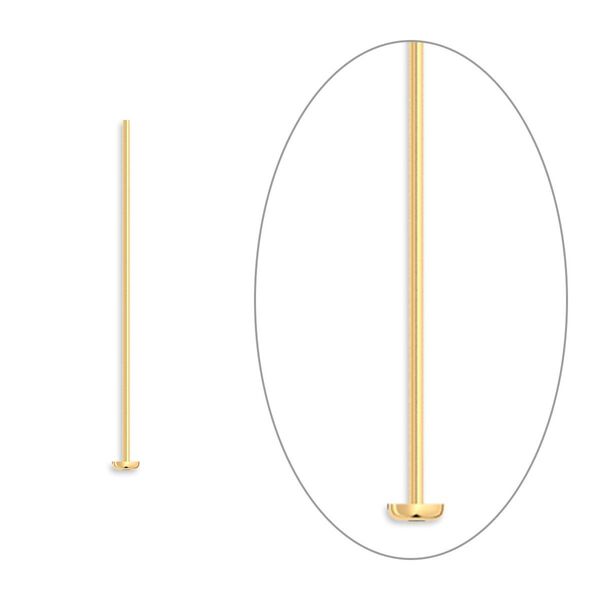 Head pin, gold-plated brass, 1 inch, 24 gauge. Sold per pkg of 500. image number 0