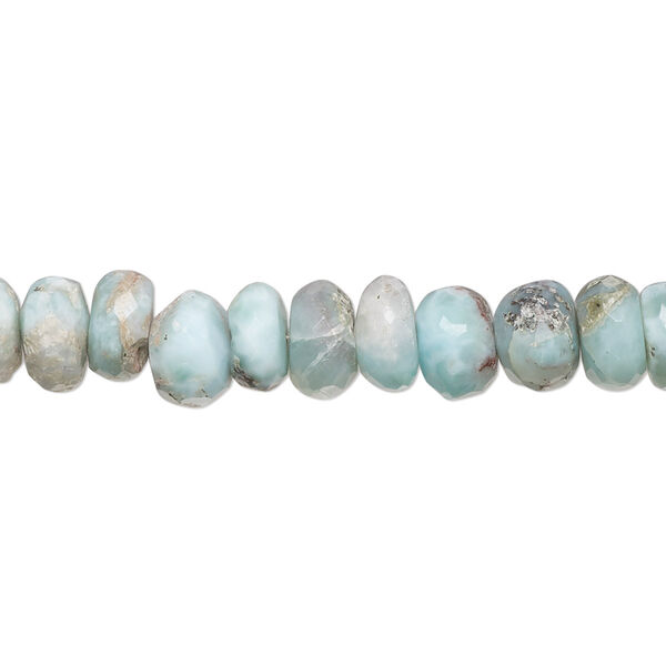 Larimar 1pkg1, hand-cut faceted rondelle bead natural 8 inch 7x4mm-8x5mm image number 0