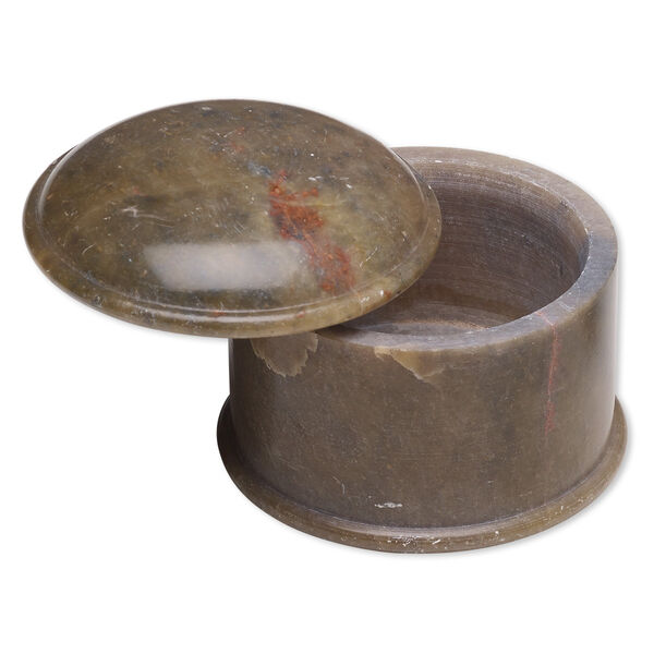 Soapstone 1pkg1, hand-cut round trinket box 1.5x2 inch image number 0