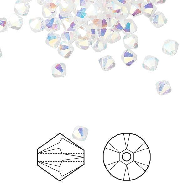 Bead 1440pk crystal AB 2X, Crystal Passions® 4mm bicone 5328 image number 0