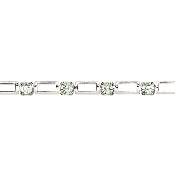 Cupchain, VINTAGE Crystal™, imitation rhodium-plated brass and crystal, chrysolite, 3.3mm open rectangle. Sold per pkg of 1 meter. image number 0