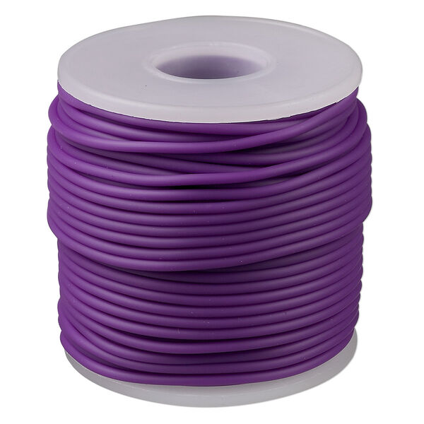 Cord, synthetic rubber, purple, 2mm round. Sold per pkg of 25 meters (82 feet). image number 0