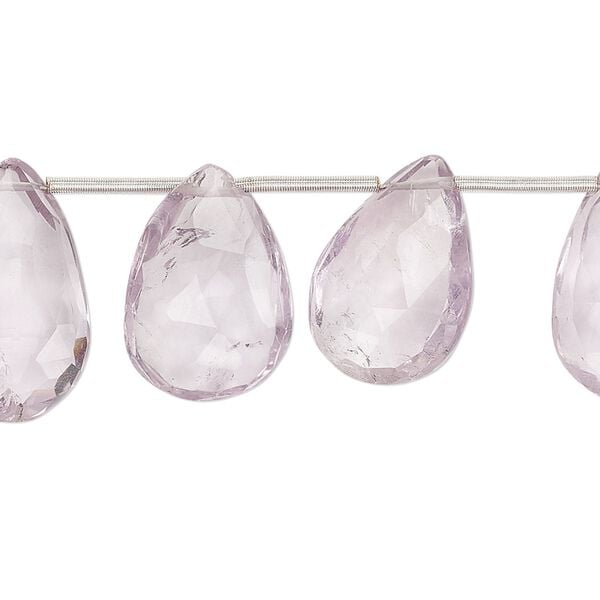 Lavender amethyst 1pkg14, hand-cut top-drilled faceted puffed teardrop bead natural 15x12mm-23x13mm image number 0
