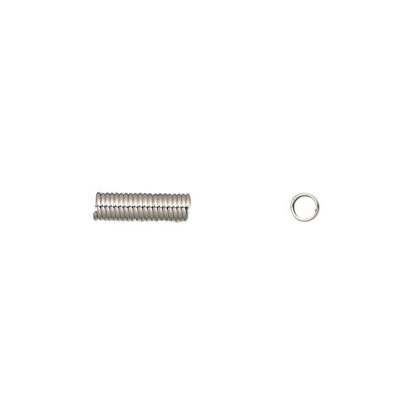 Cord coil, nickel-plated brass, 10x3mm, 2mm inside diameter. Sold per pkg of 100. image number 0