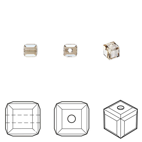 Bead 288pk crystal golden shadow, Swarovski® 4mm cube 5601 image number 0