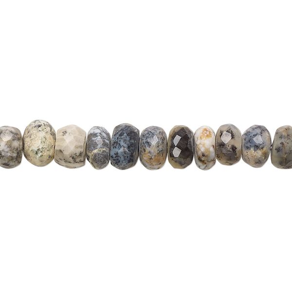 Dendritic opal 1pkg1, hand-cut faceted rondelle bead natural 8 inch 6x3mm-7x5mm image number 0