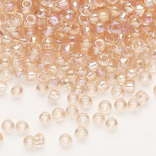 Seed bead, Dyna-Mites™, glass, transparent rainbow cream soda, #6 round. Sold per 1/2 kilogram pkg. image number 0