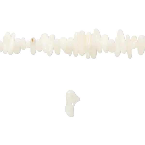 Bead, coral (bleached), white, 5x1mm-10x3mm cupolini, Mohs hardness 3-1/2 to 4. Sold per 16-inch strand. image number 0