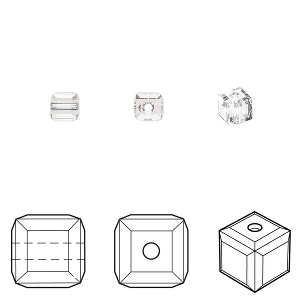 Bead 288pk crystal, Swarovski® 4mm cube 5601 image number 0