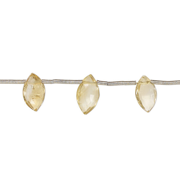 Citrine 1pkg14, hand-cut top-drilled faceted puffed marquise bead 8x5mm-12x6mm image number 0