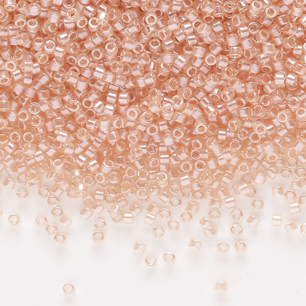 Seed bead, Delica®, glass, pkg/50g, #11 round, translucent glazed luster shell pink (DB-0106-1). image number 0