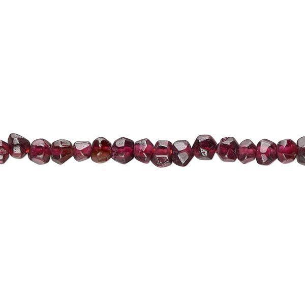 Garnet 1pkg1, hand-cut faceted round bead 14 inch 3-4mm image number 0