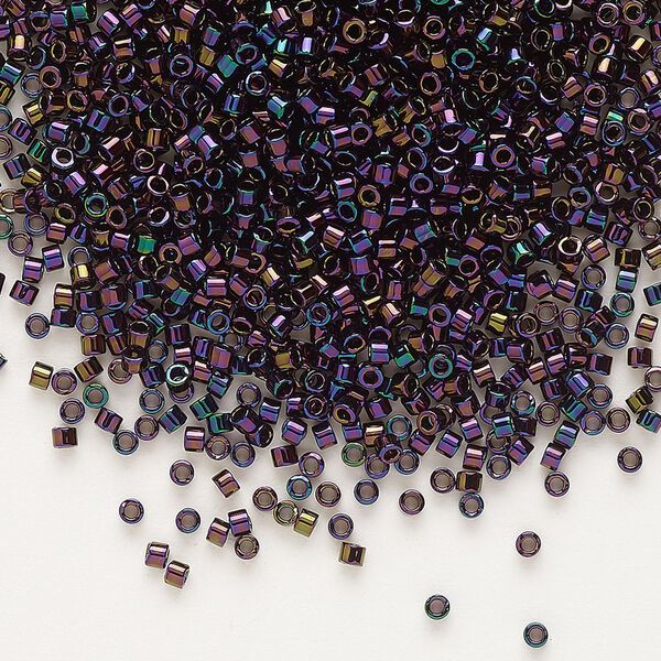 Seed bead, Delica®, glass, pkg/50g, #11 round, opaque metallic iris dark plum (DB-0004). image number 0