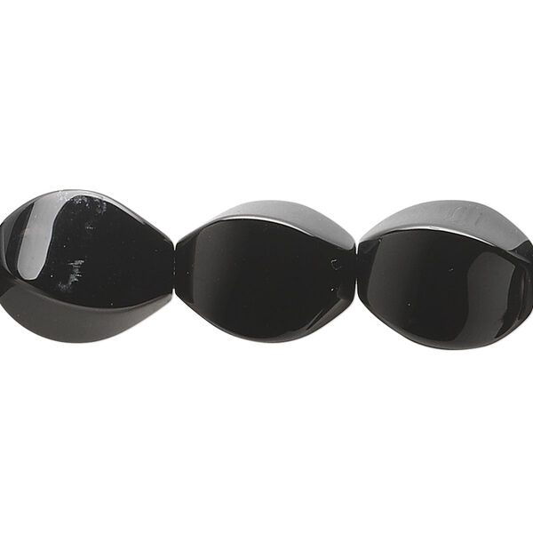 Black onyx 1pkg1, twisted oval bead B grade, 15.5-16 inch 15x10mm image number 0