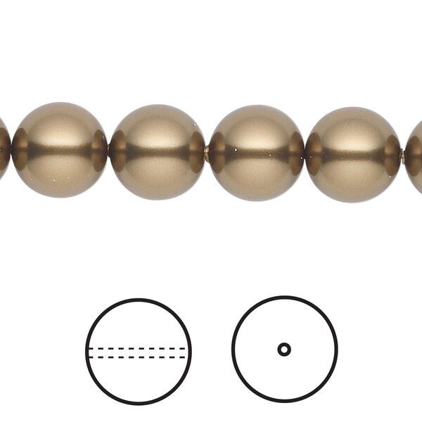 Pearl 25pk antique brass, Crystal Passions® 10mm round 5810 image number 0