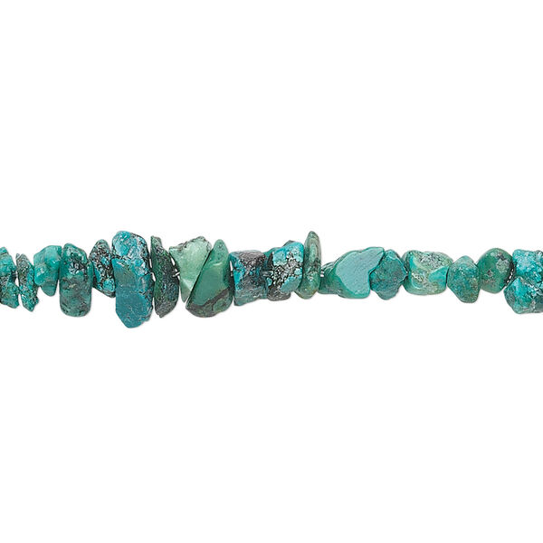 Bead, turquoise (dyed / stabilized), medium chip, Mohs hardness 5 to 6. Sold per 36-inch strand. image number 0