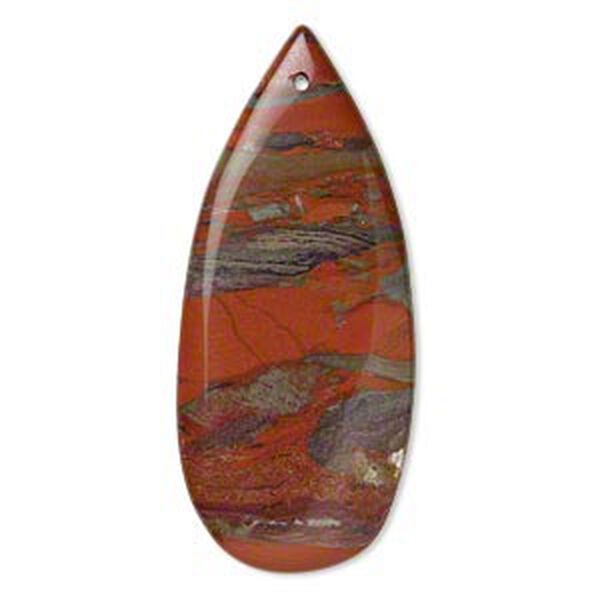 Brecciated jasper 1pkg1, top-drilled flat teardrop focal natural 46x20mm image number 0