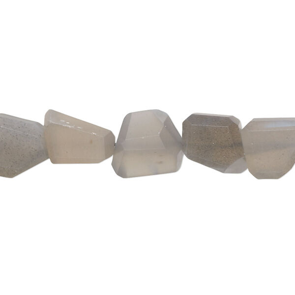 Grey moonstone 1pkg1, hand-cut faceted nugget bead natural 10 inch small image number 0